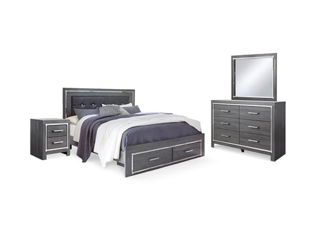Lodanna Gray King Storage Bed, Dresser, Mirror And 2 Nightstands