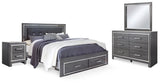 Lodanna Gray King Storage Bed, Dresser, Mirror And 2 Nightstands