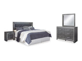 Lodanna Gray King Upholstered Panel Headboard, Dresser, Mirror, And Nightstand