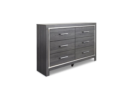 Lodanna Gray King Upholstered Panel Bed, Dresser And Nightstand