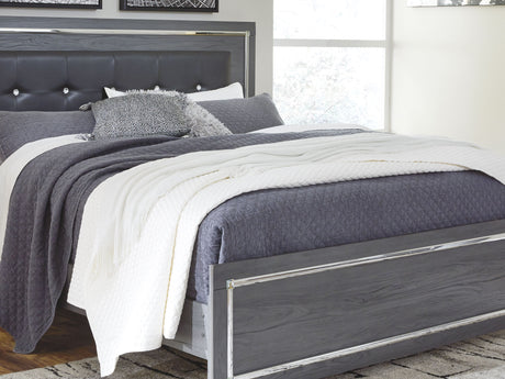 Lodanna Gray King Upholstered Panel Bed, Dresser And Nightstand