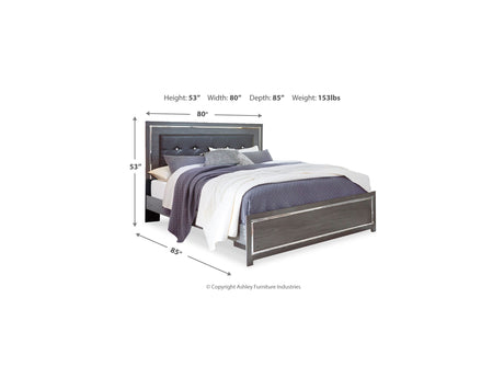 Lodanna Gray King Upholstered Panel Bed, Dresser And Nightstand