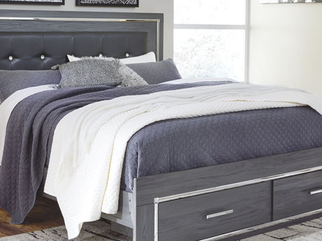 Lodanna Gray King Upholstered Storage Bed, Dresser And Mirror