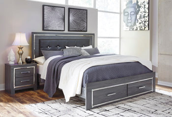 Lodanna Gray King Panel Bed With 2 Storage Drawers