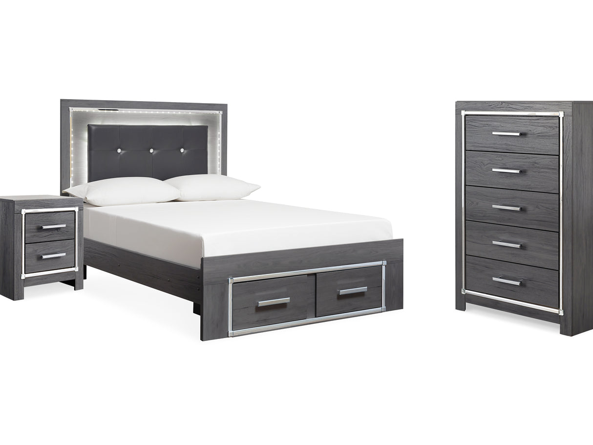 Lodanna Gray Full Storage Bed, Chest And Nightstand