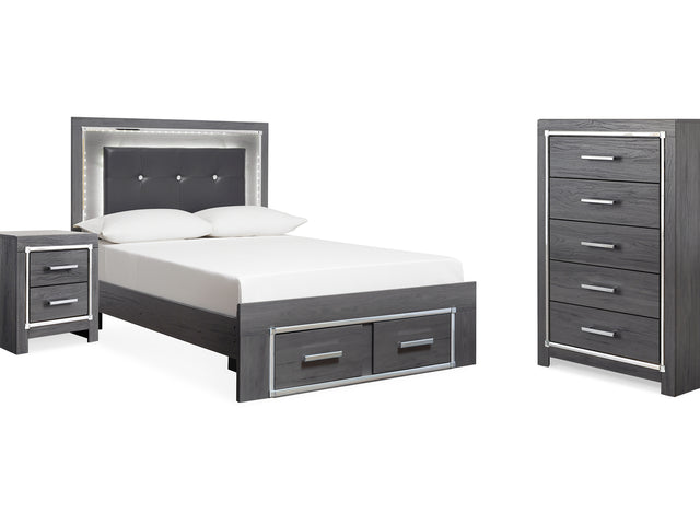Lodanna Gray Full Storage Bed, Chest And Nightstand