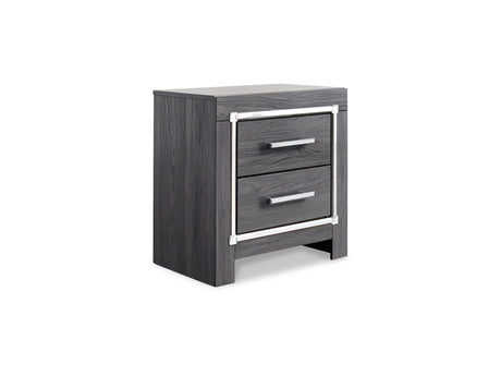 Lodanna Gray King Upholstered Storage Bed, Dresser, Mirror, And Nightstand