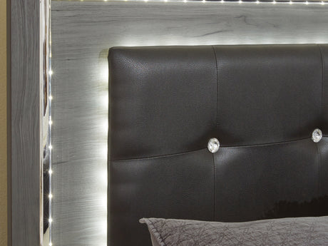 Lodanna Gray Full Upholstered Panel Storage Bed, Dresser, Mirror, And Nightstand