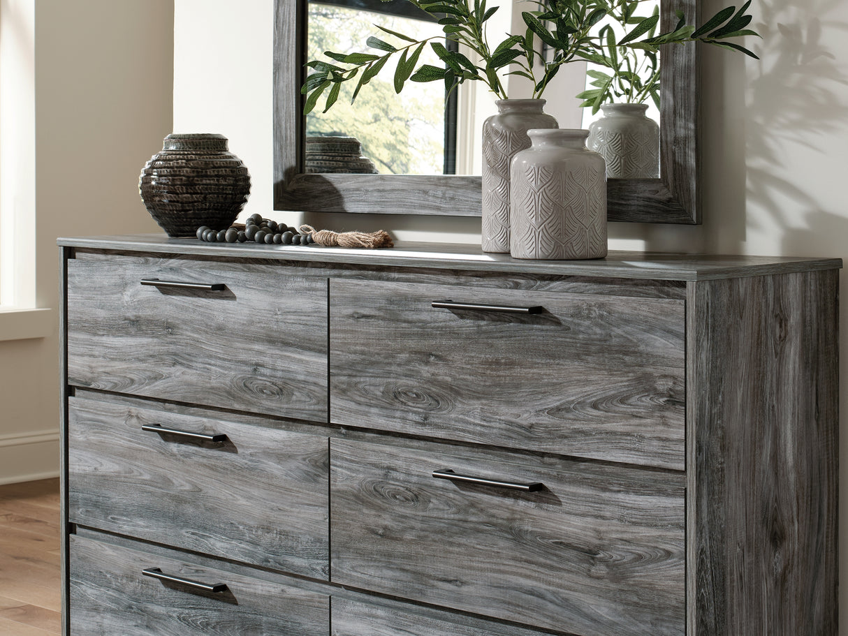Baystorm Gray King Panel Bed, Dresser, Mirror, And Nightstand