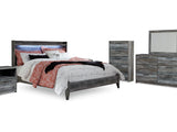 Baystorm Gray King Panel Bed, Dresser, Mirror, Chest And 2 Nightstands