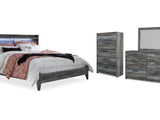 Baystorm Gray King Panel Bed, Dresser, Mirror And Chest