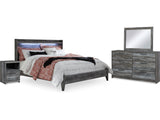 Baystorm Gray King Panel Bed, Dresser, Mirror, And Nightstand