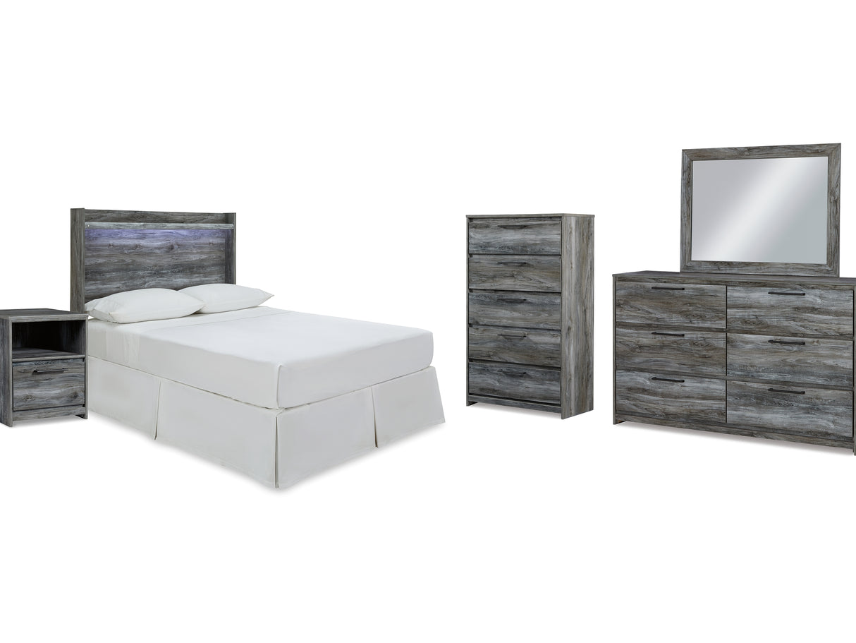Baystorm Gray Full Panel Headboard Bed. Dresser, Mirror, Chest And Nightstand