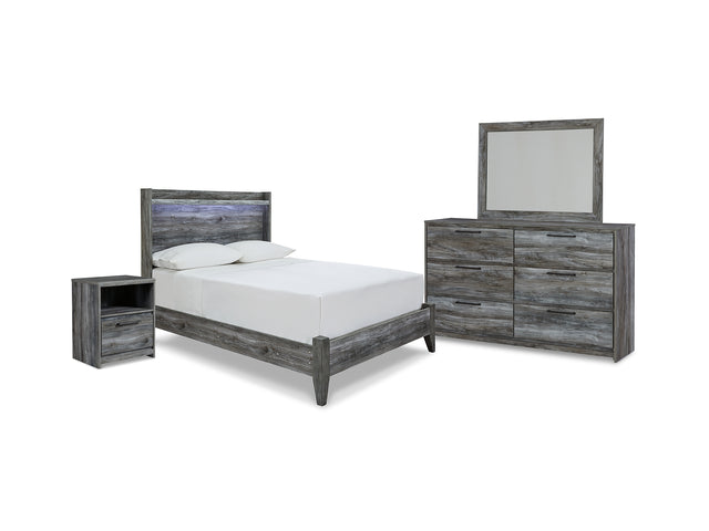 Baystorm Gray Full Panel Bed, Dresser, Mirror And Nightstand