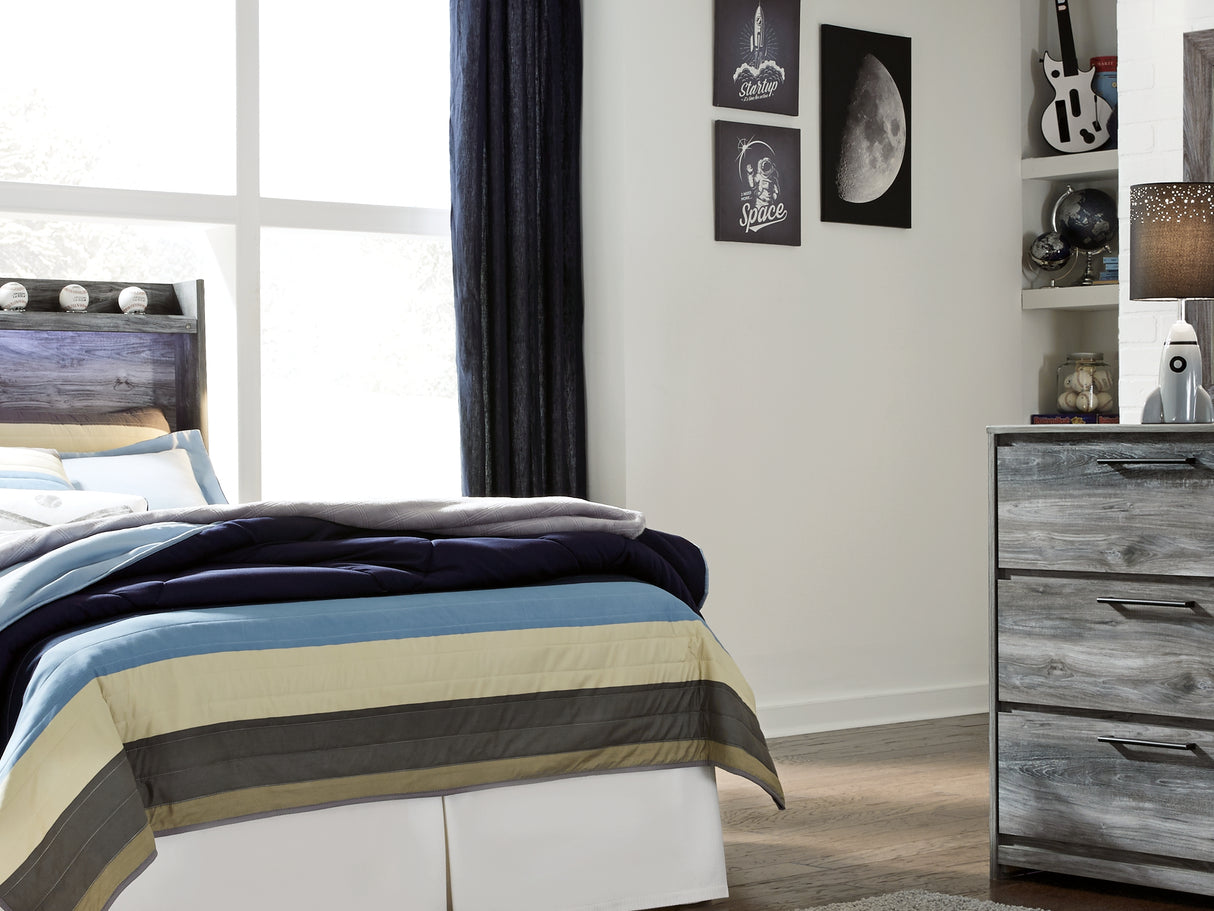 Baystorm Gray Full Panel Bed Headboard, Dresser, Mirror And Nightstand