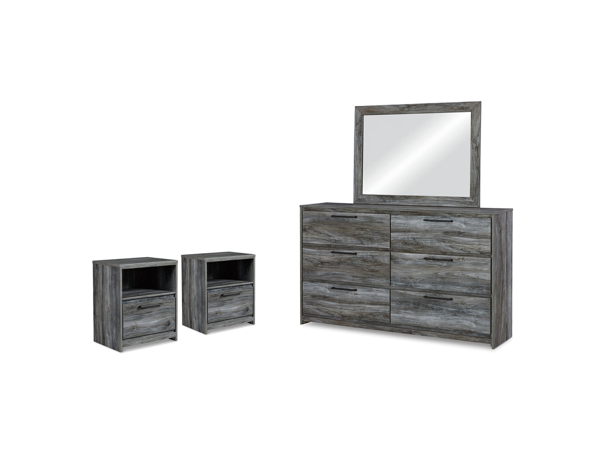 Baystorm Gray Dresser, Mirror And 2 Nightstands