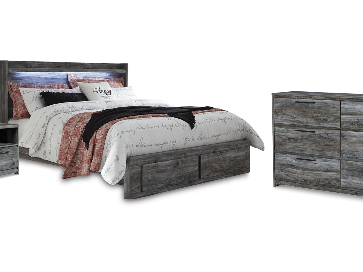 Baystorm Gray King Storage Bed, Dresser And 2 Nightstands