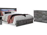 Baystorm Gray King Panel Storage Bed, Dresser And Nightstand