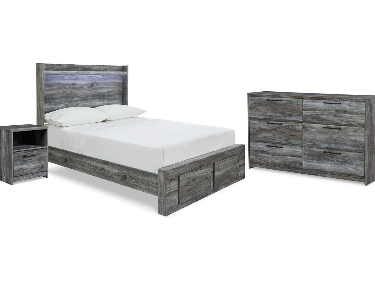 Baystorm Gray Full Panel Storage Bed, Dresser And Nightstand