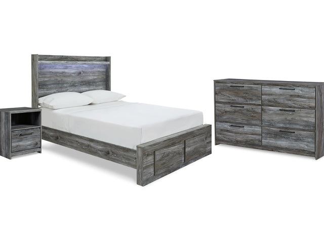 Baystorm Gray Full Panel Storage Bed, Dresser And Nightstand
