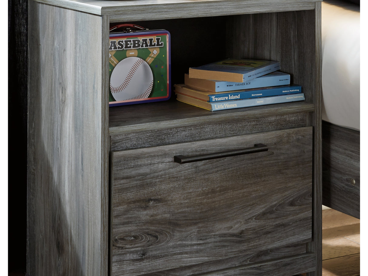 Baystorm Gray King Panel Storage Bed And 2 Nightstands