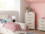 Lawroy Light Natural Twin Panel Bed With Storage, Dresser And Mirror