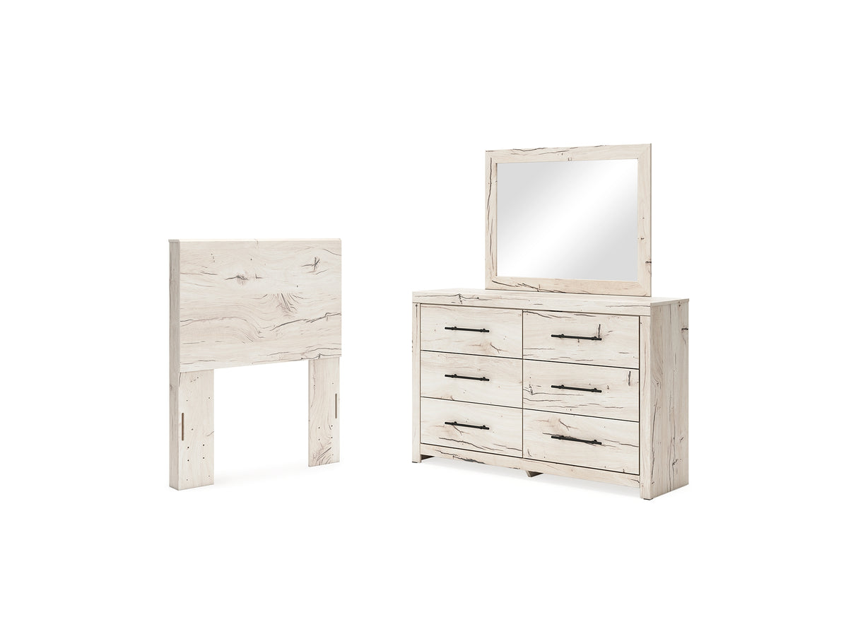 Lawroy Light Natural Twin Panel Headboard, Dresser And Mirror