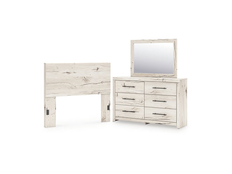 Lawroy Light Natural Full Panel Headboard, Dresser And Mirror