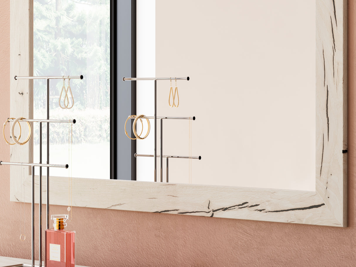 Lawroy Light Natural King Panel Storage Bed, Dresser And Mirror