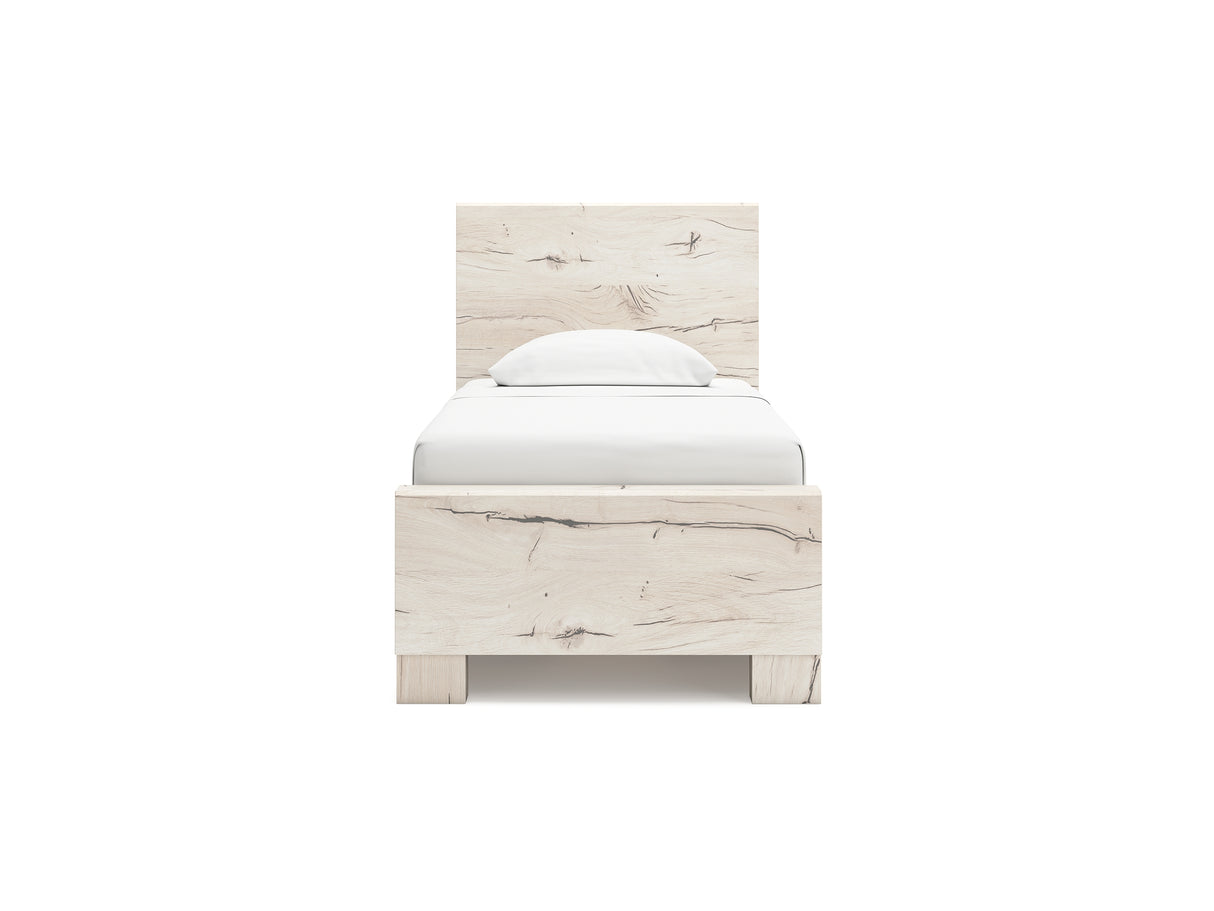 Lawroy Light Natural Twin Panel Bed With Storage, Dresser And Mirror