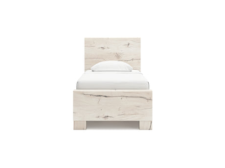Lawroy Light Natural Twin Panel Bed With Storage, Dresser And Mirror