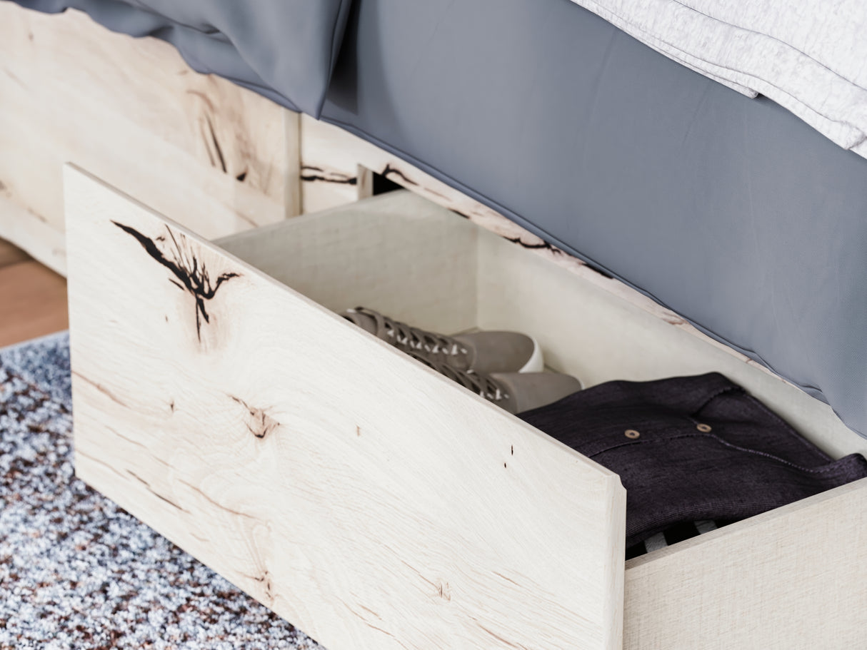 Lawroy Light Natural Queen Panel Bed With Storage