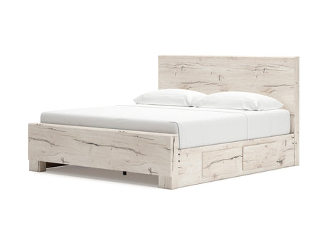 Lawroy Light Natural King Panel Bed With Storage, Dresser And Mirror