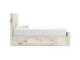 Lawroy Light Natural King Panel Bed With Storage, Dresser And Mirror
