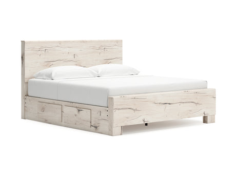 Lawroy Light Natural King Panel Bed With Storage, Dresser And Mirror