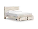 Lawroy Light Natural King Panel Storage Bed, Dresser And Mirror