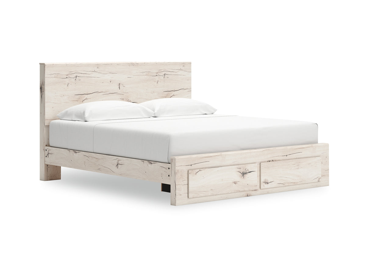 Lawroy Light Natural King Panel Storage Bed, Dresser And Mirror