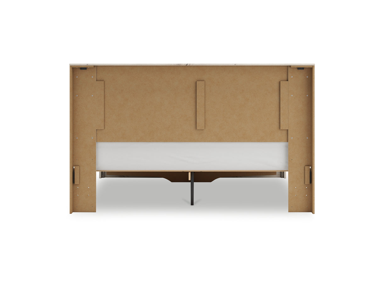 Lawroy Light Natural King Panel Storage Bed, Dresser And Mirror