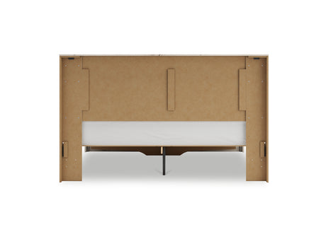 Lawroy Light Natural King Panel Storage Bed, Dresser And Mirror