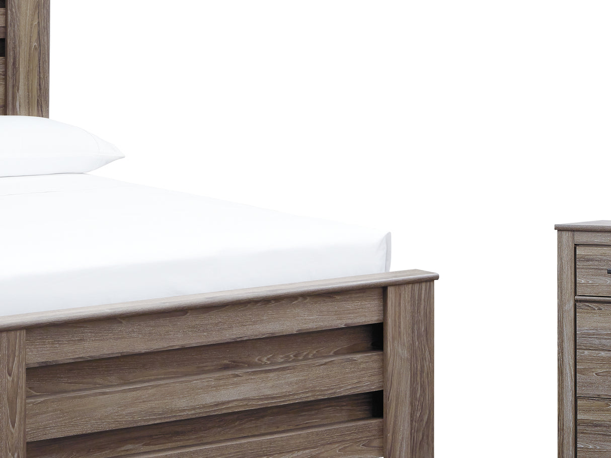 Zelen Warm Gray Full Panel Bed, Dresser And Mirror