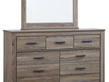 Zelen Warm Gray Full Panel Headboard, Dresser And Mirror