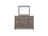 Zelen Warm Gray Full Panel Bed, Dresser, Mirror, And Nightstand