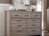 Zelen Warm Gray Full Panel Bed, Dresser And Mirror