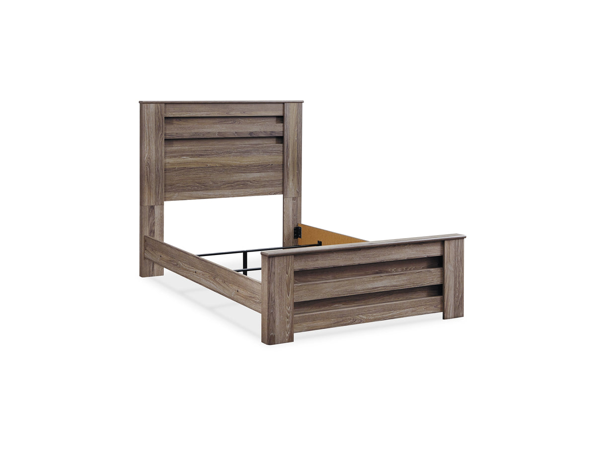 Zelen Warm Gray Full Panel Bed, Dresser, Mirror, And Nightstand