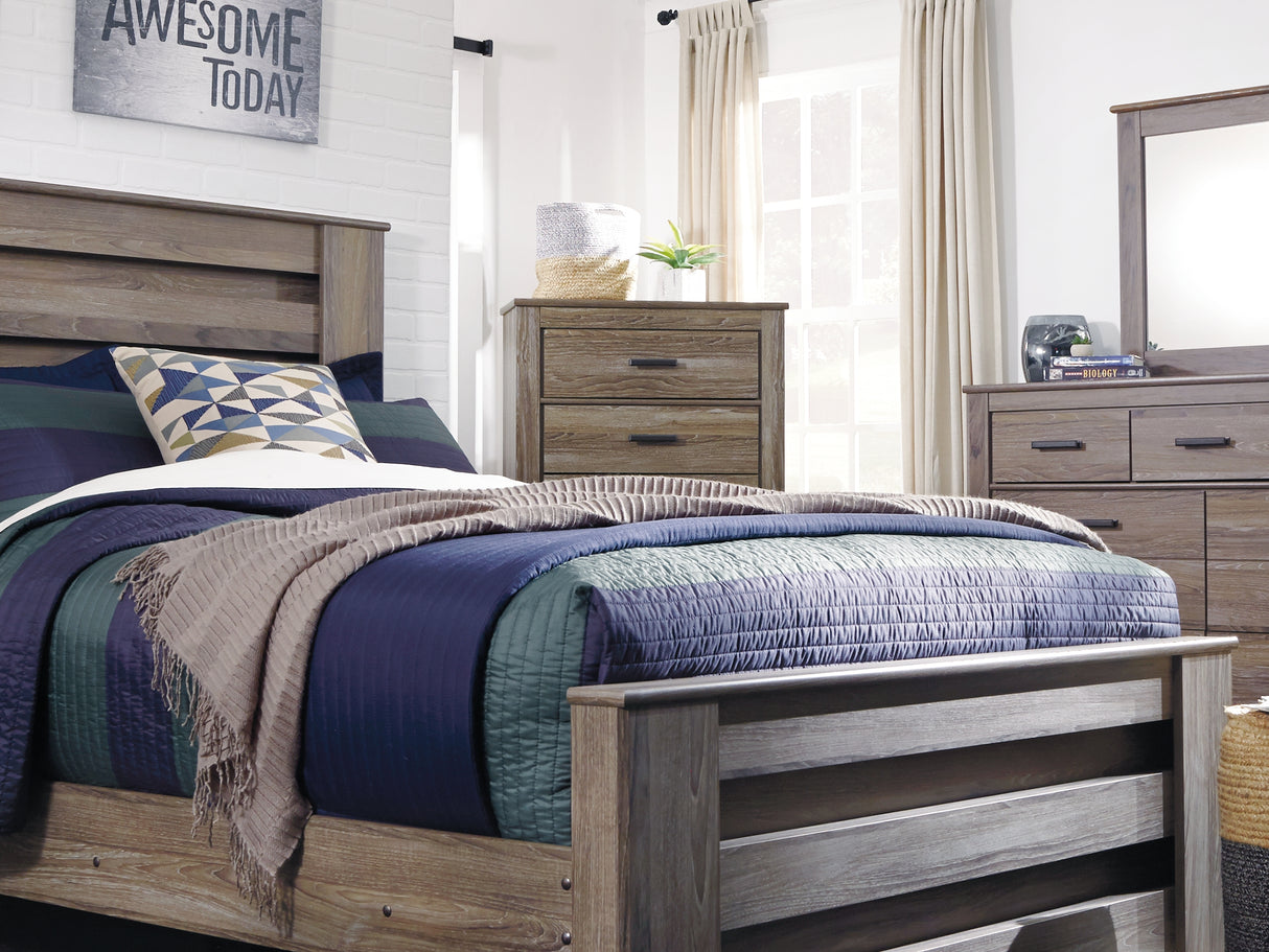 Zelen Warm Gray Full Panel Bed