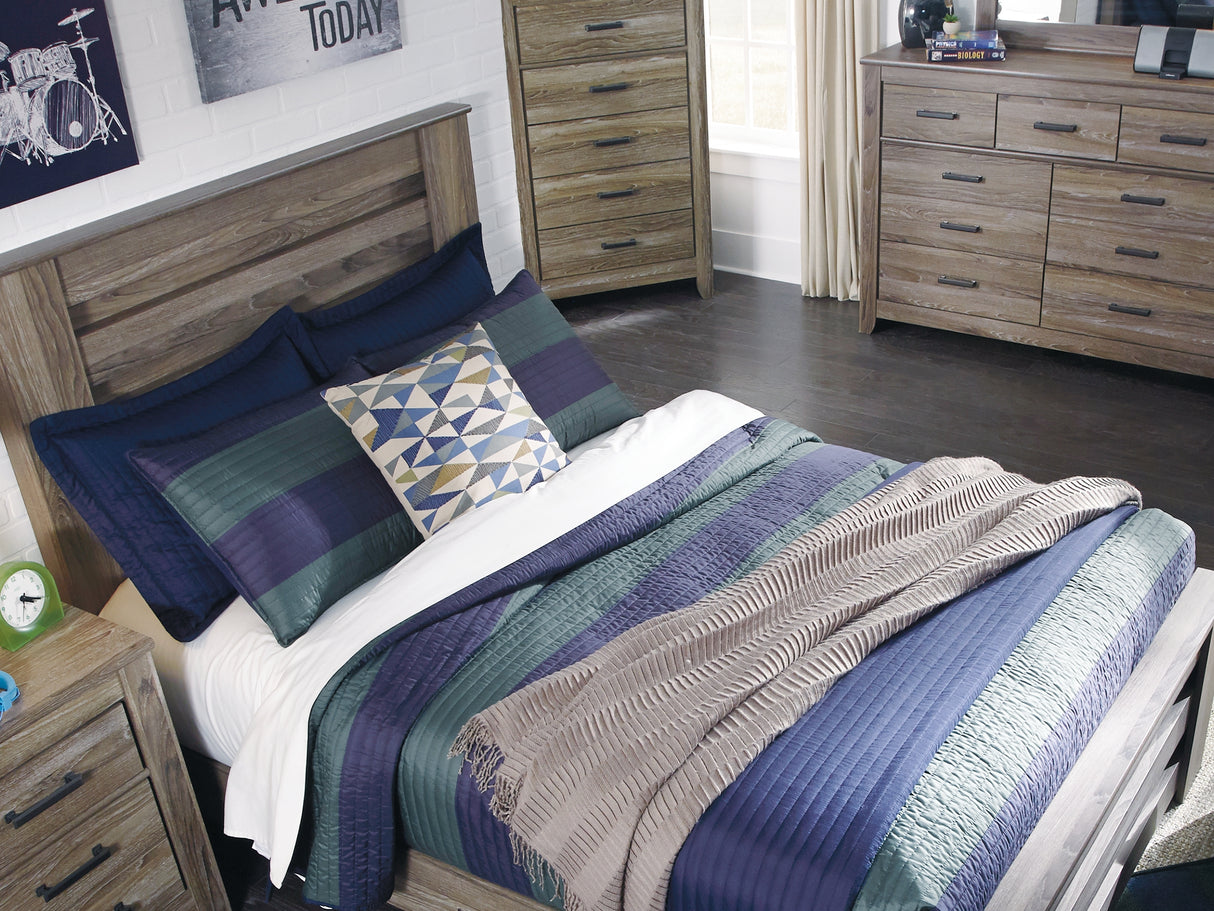 Zelen Warm Gray Full Panel Bed