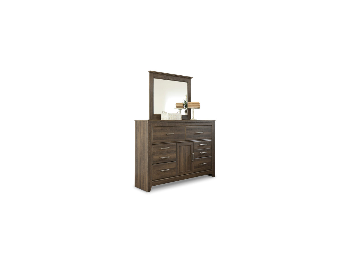 Juararo Dark Brown Queen Panel Bed, Dresser, Mirror And Nightstand