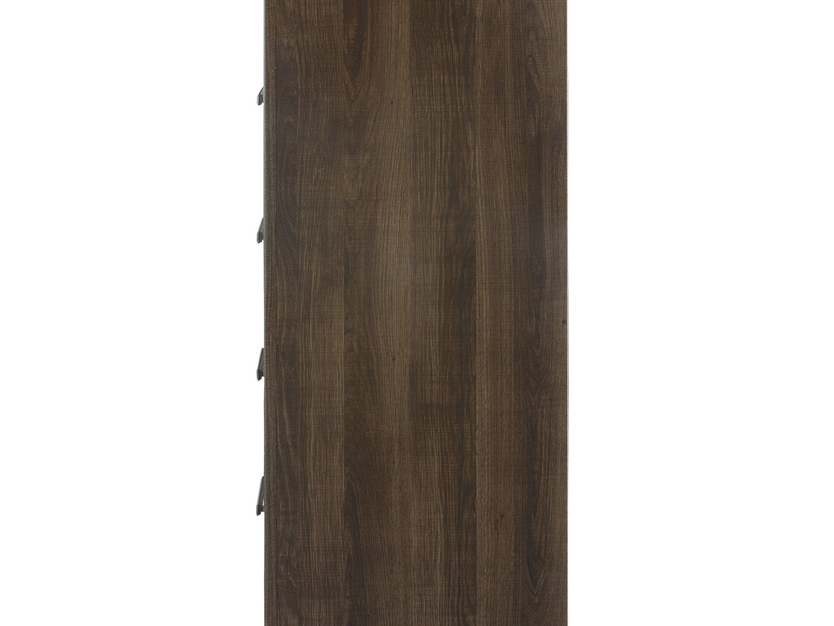 Juararo Dark Brown Queen Poster Bed, Dresser, Mirror, Chest And 2 Nightstands