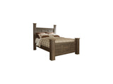 Juararo Dark Brown Queen Poster Bed, Dresser, Mirror, Chest And 2 Nightstands