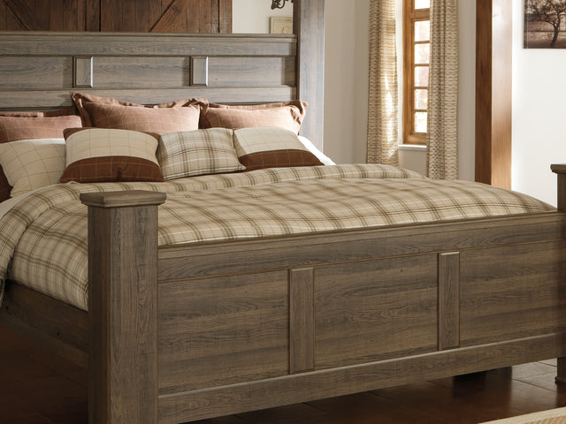 Juararo Dark Brown California King Poster Bed